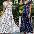 thumbnail image 5 of Polka Dot Maxi Wrap Dress for Womens Graduation Wedding Guest Long Dress V Neck Belted Flowy Dress Elegant Prom Gown Clothing, 5 of 6