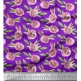 thumbnail image 1 of Soimoi Purple Cotton Voile Fabric Leaves & Rose Floral Print Fabric by the Yard 42 Inch Wide, 1 of 3