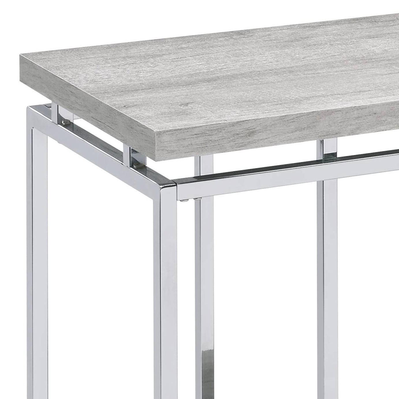 47.5'' Natural Oak and Chrome Sofa Entryway Console Table