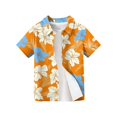 thumbnail image 4 of Abcomgle Hawaiian Shirt for Boys 5 6 Button Down Short Sleeve Boys Beach Shirt Tropical Floral Print Cruise Spring Shirts for Boys,Saffron,9-10Years, 4 of 5