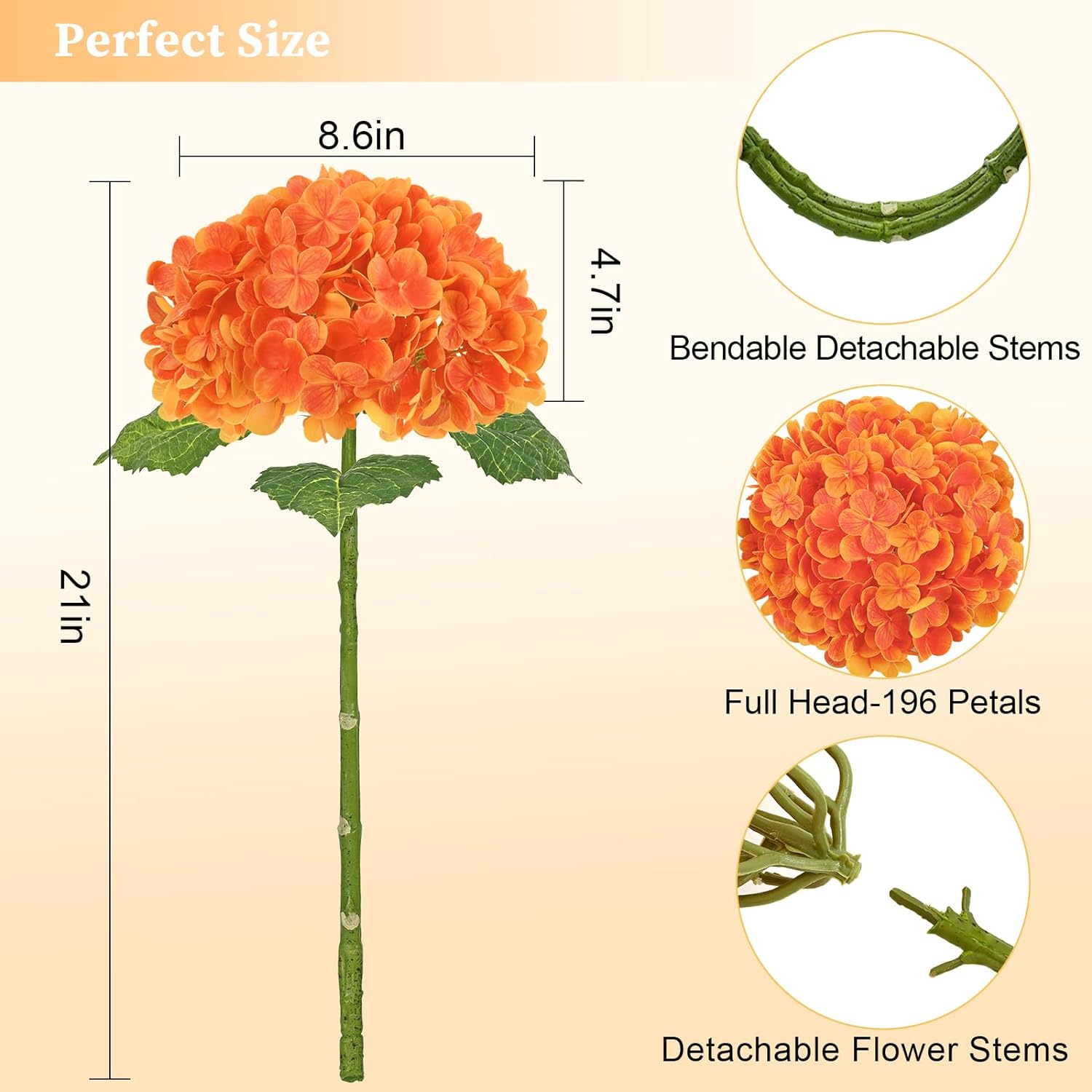 Real Touch Hydrangea Artificial Flowers with Long Stem & Leaves, Full Latex Faux Hydrangea Flowers for Home Decor Party Floral Arrangements Wedding Bouquets Centerpieces(Pink, 3Pcs)
