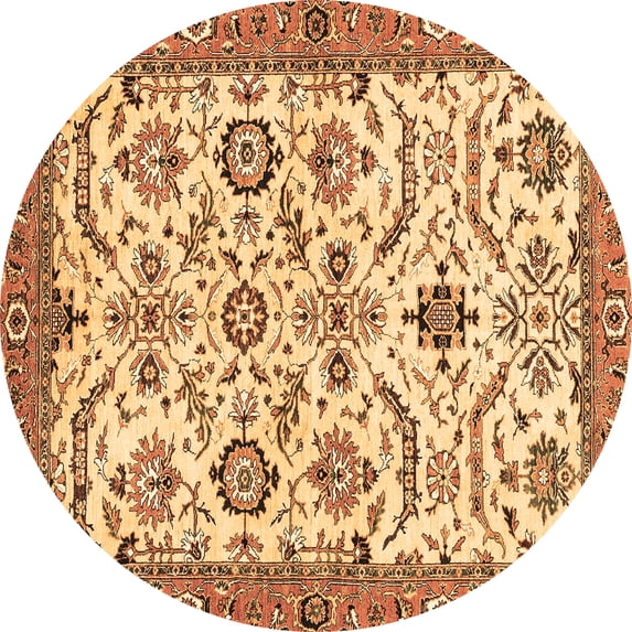Ahgly Company Indoor Round Abstract Brown Modern Area Rugs, 8' Round