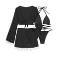 thumbnail image 6 of Women's Bikini Set High Waist Mesh Insert with Bra Pads No Underwire Sexy Two Piece Swimsuit for Beach Vacation,Black,L, 6 of 6