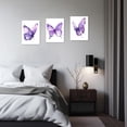 thumbnail image 3 of ZHONGYUTONG 3 Piece Purple Butterfly Canvas Wall Art Butterfly Pictures Wall Decor Watercolor Painting for Girls Room Decor Framed (11.00" x 14.00" x 3PCS), 3 of 5