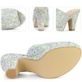 thumbnail image 3 of BLISSFUL STEP Women's Platform Floral Chunky Heel Slides Sandals Green (Size 7), 3 of 6