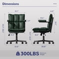 thumbnail image 6 of Genpo Green Office Chair, Mid Century Modern Desk Chairs with Arms, Thickend Back and Seat, Adjustable Height, Wheels, Vintage Leather Computer Chair for Home, Office, 6 of 9