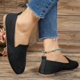 thumbnail image 2 of Women's Casual Slip-On Loafers Breathable Knit Flats Square Toe Walking Shoes Summer Beach Sandals, 2 of 6