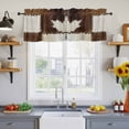 thumbnail image 2 of 2 Pack Cow Cowhide Valance for Window Abstract Brown Seam Leather Kitchen Valance Rod Pocket Short Curtain Topper Decorative Window Treatment for Living Room Bedroom 42"x12", 2 of 8