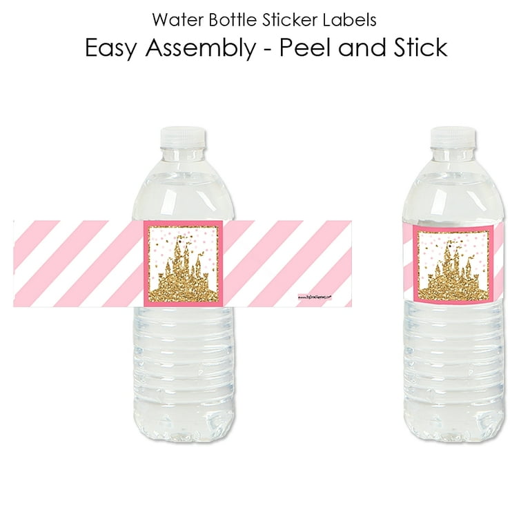 Pink and Gold Little Princess Water Bottle Labels