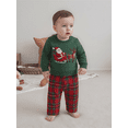 thumbnail image 4 of Miaouyo Toddler Baby Boy Christmas Fall Outfits 6 12 18 24 Months 2T 3T 4T Tree Embroidery Round Neck Pullover + Elastic Waist Plaid Pants Clothing Set, 4 of 9