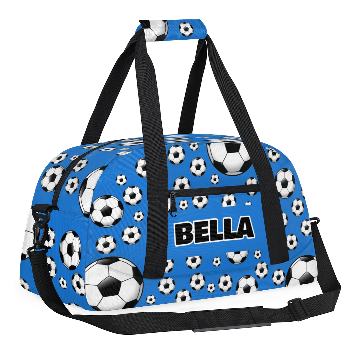 Herdesigns Personalized Soccer Gym Bag Sport Duffel Bag With Name, Custom Sport Bags Weekender Overnight Bags Carry On Weekender Bag Travel Bags, Blue