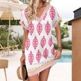thumbnail image 5 of Women's Floral Print V-Neck Short Sleeve Casual Dress with Pocket, Pullover Summer Dress, Lightweight Comfort Fit, Fashionable Women's Clothing,White,M, 5 of 8
