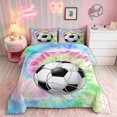 thumbnail image 2 of meiyoeat Tie Dye Soccer Full Size Comforter Sets for Boys, Spiral Watercolor Artwork Bedding Comforter Set, Pink Blue, Pink Reversible, 3pcs, 1 Comforter and 2 Pillowcases, 2 of 6