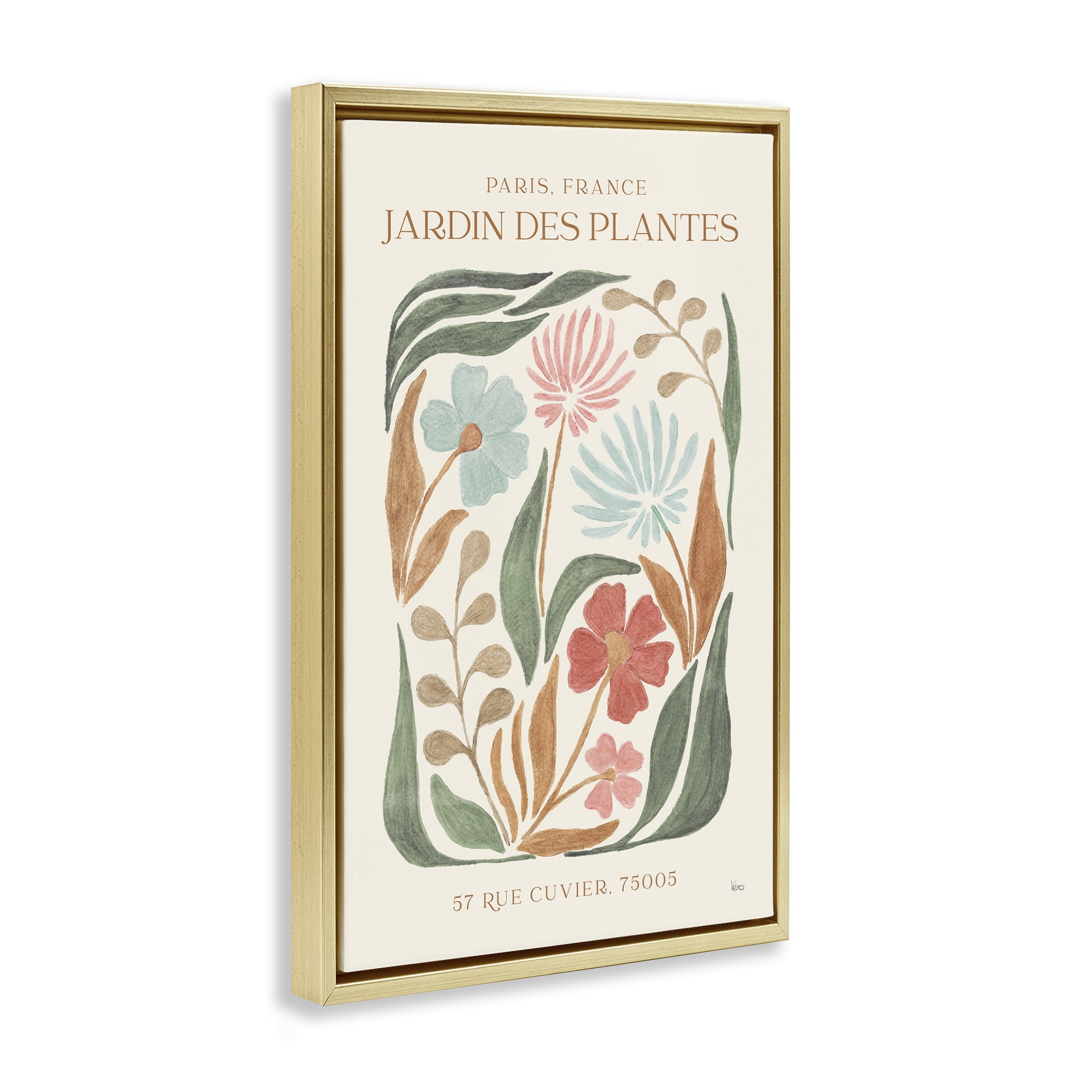 Stupell Industries French Exhibition Florals Botanical & Floral Painting Gold Floater Framed Art Print Wall Art, 17 x 25