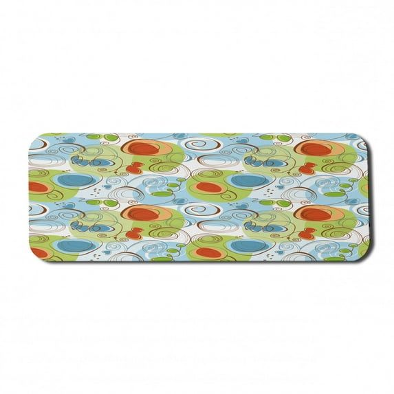 Modern Computer Mouse Pad, Floral Flowers Geometrical Abstract Funky Swirls Contemporary Image, Rectangle Non-Slip Rubber Mousepad Large, 31" x 12" Gaming Size, Pale Green White, by Ambesonne