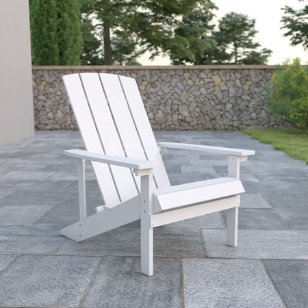 Flash Furniture Charlestown All-Weather Poly Resin Wood Adirondack Chair in White