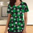 thumbnail image 1 of EQWLJWE Women's Plus Size Snowflake Plaid Print V-Neck Short Sleeve Scrub Top,, 1 of 6