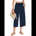 thumbnail image 1 of Pantalones Cortos para Mujer, Informales, con Cordón y Bolsillos, Holgados, de Cintura Alta y Pierna . Azul Marino S, 1 of 6