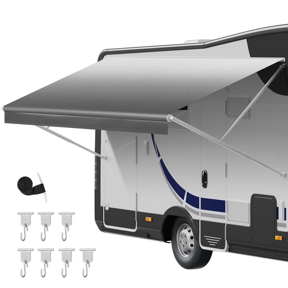 VEVOR RV Awning Fabric Replacement, 15' (Fabric 14'2") 18 oz Heavy-Duty Weatherproof Vinyl Camper Awning Replacement, UPF50  Protection Waterproof Outdoor Canopy for RV, Motorhome, Trailer, Gray Fade