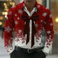 thumbnail image 2 of Men's Christmas Shirt Vintage Long Sleeve Button Down Lapel Cardigan Top Red 5XL, 2 of 3