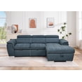 thumbnail image 5 of Roomfitters 97" Convertible Sectional Sofa with Storage Chaise, Adjustable Headrests, Contemporary L-Shaped Sleeper Sofa with Pull-Out Bed, Stylish Living Room Furniture, Blue, 5 of 5