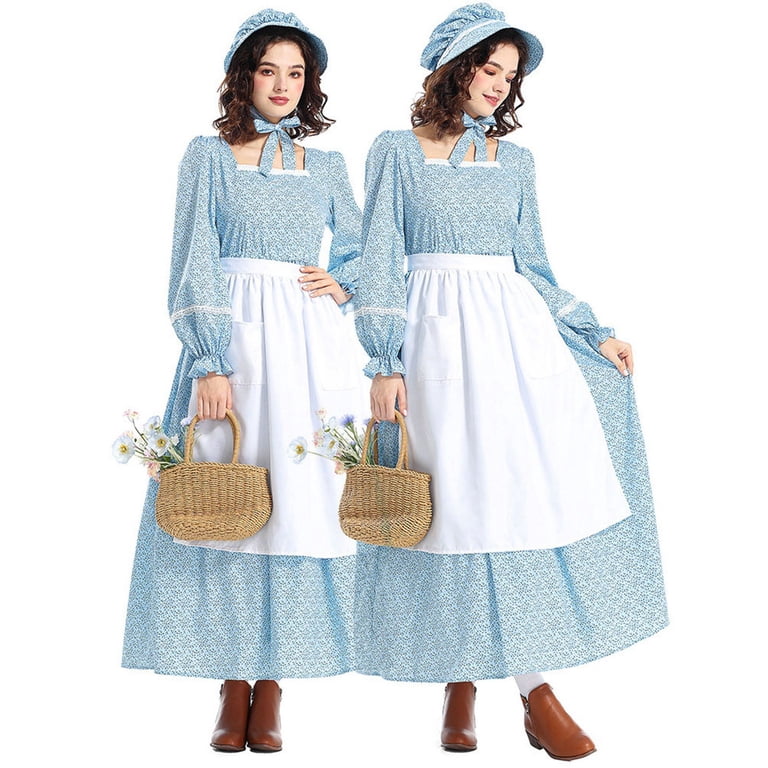 Feifly Dress Women Prairie Dresses Floral War Dress Solid Color Festival Clothing