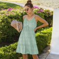 thumbnail image 2 of Women's Sleeveless Button Front Midi Dress with Adjustable Straps - Large, Green, 2 of 6