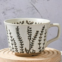 12oz Nature Inspired Ceramic Mug - Stoneware Coffee Cup with Large Handle, Microwave & Dishwasher Safe, Gift for Tea/Cappuccino Lovers - Home & Office Use
