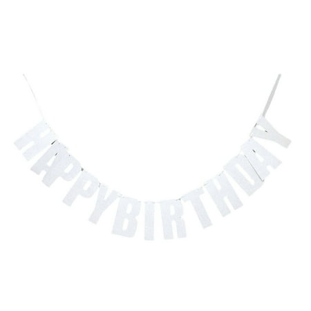 CCOCC Happy Birthday Banner Radiant Laser Effect Birthday Celebration Bannerm Premium Fabric Construction Simple to Hang Design Birthday Banner Decoration Silver 8.43*6.3In