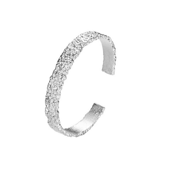 Solid S925 Sterling Silver Open Bangle Bracelet for Women - Hypoallergenic, Nickel-Free, Durable, and Comfortable to Wear