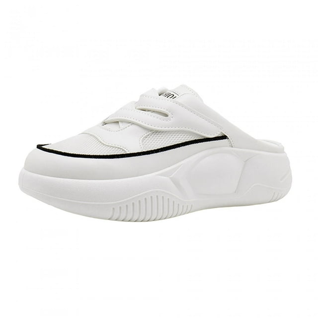 Sandalias de mujer, pantuflas blancas, zapatos de verano para caminar sin espalda beis negro