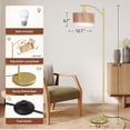 thumbnail image 2 of Floor Lamps for Living Room with 12W  Bulb, Arc Floor Lamp with 3 Color Temperatures, Farmhouse Floor Lamps with Adjustable Rattan & Fabric Shades, Boho Standing Lamp for Bedroom, Corner, 2 of 8