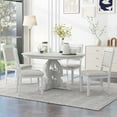 thumbnail image 1 of 5-Piece Retro Functional Dining Set, 1 Extendable Table With A 16-inch Leaf And 4 Upholstered Chairs For Dining Room And Kitchen (Antique White), 1 of 22
