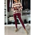 thumbnail image 5 of Women'S Stripe Lounge Set Drop Shoulder Oversized Fleece Hoodie Workout Leggings Two Piece Outfits M, 5 of 9