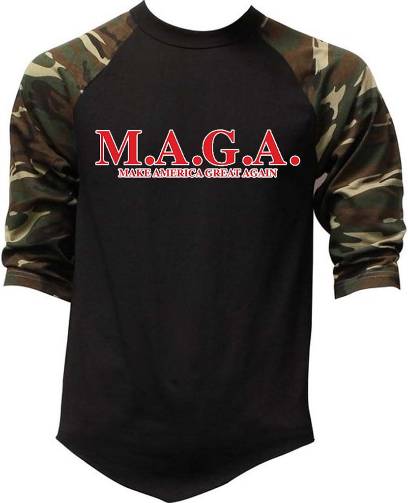 Men's MAGA Make America Great Camo Raglan Baseball T-Shirt Medium Camo ...