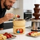 thumbnail image 4 of Ceramic Chocolate Fondue Pot Set Heatproof Melting Bowl Burners For Ice Cream Cheese Dessert Home Kitchen Includes Forks, 4 of 6