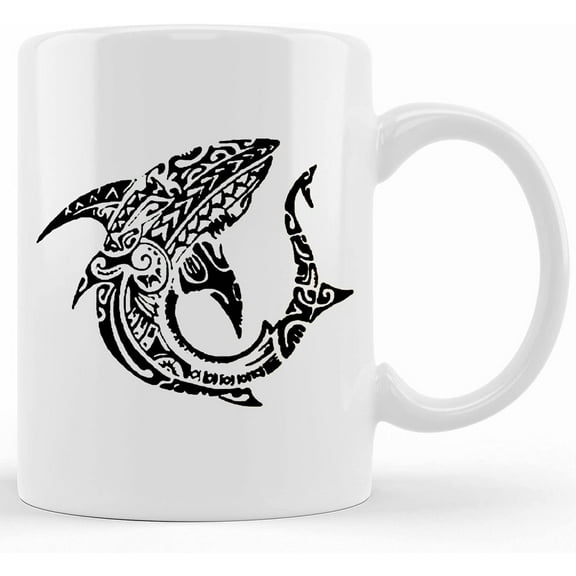 Polynesian Mandala Shark Mug, Ceramic Coffee Mugs, Gifts, Ceramic Novelty Coffee Mug, Tea Cup, Gift Present For Birthday, Christmas Thanksgiving Festival, 11oz Sarc