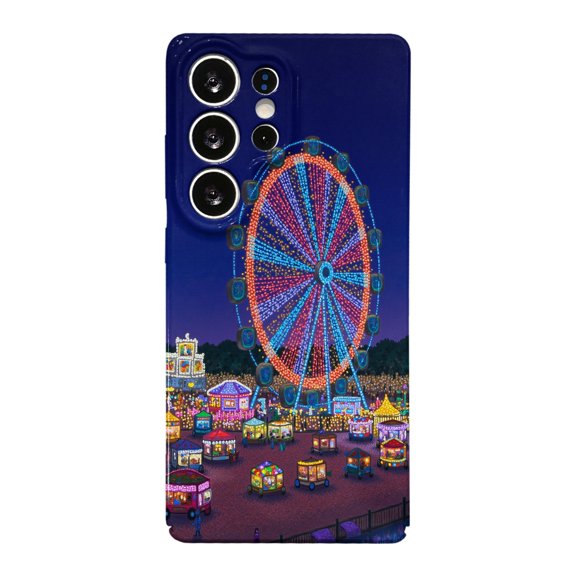 SKLYDDI Multicolor Festive Carnival for Galaxy S25 Ultra Case - Pointillist Ferris Wheel & Game Booths Design, TPU Flexible Cover, Aesthetic Cute