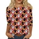thumbnail image 1 of Camiseta de Halloween de manga 3/4 para mujer: camiseta informal con estampado espeluznante de calabaza, murciélago y telaraña, 1 of 5