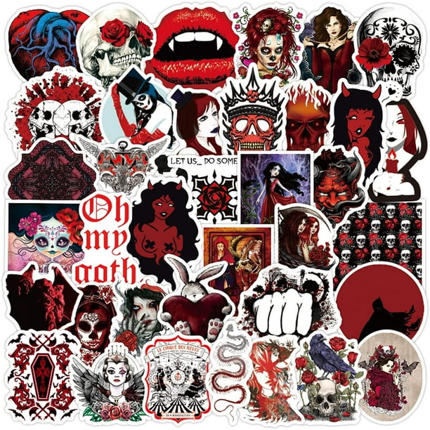 50pcs Cool Goth Stickers Pack Scrapbooking Skull Stickers Black