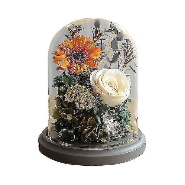 Eternal Preserved Real Sunflower Flowers In Glass Dome, For Teachers Day, Birthday, Wedding, Xmas