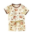 thumbnail image 2 of hengsof Children's Summer Cotton Two Piece Set Fashionable Animal Print Round Neck Shoulder Buttons Short Sleeves Elastic Waist Shorts Casual Home Wear Set, 2 of 3