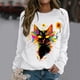 thumbnail image 4 of Gibobby Divertidas Sudaderas Sudadera holgada deportiva informal de felpa con cuello redondo y estampado de y girasol a la moda para mujer(1)(Blanco, L), 4 of 5