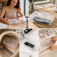 thumbnail image 5 of Small Pencil Box, Plastic Case with Hinged Lid and Snap, Portable Storage for Back to Campus Supplies, White, 5 of 7