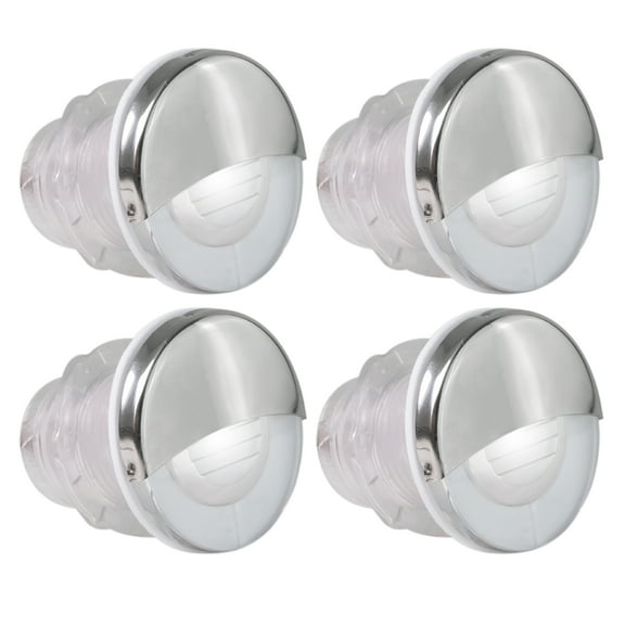 Five Oceans Marine Livewell Lights, 4 Pack LED Boat Courtesy Light, Round Accent Light for Boat Interior, Exterior, Deck, Cockpit, IP68 Waterproof, White LED, 12V, Pontoon, Fishing Boat - FO4598-M4