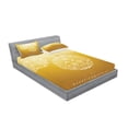 thumbnail image 2 of Ambesonne Christmas Fitted Sheet & Pillow Sham Set, Round Bauble in Air, Queen, Mustard, 2 of 2
