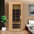 thumbnail image 7 of Infrared Sauna for Home Single Person Hemlock Far Infrared Roof Embedded Indoor Sauna for Home with Bluetooth & LED, Natural, 7 of 7