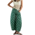 thumbnail image 2 of Polka Dot Jeans for Women Y2K High Waisted Wide Leg Denim Pants Vintage Boyfriend Jeans 90s Streetwear Dark Green XL, 2 of 6