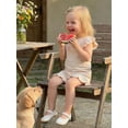 thumbnail image 4 of BemeyourBBs Toddler Baby Girl Summer Outfit Bow Print Ruffled Trim Crew Neck Flying Sleeve Shirt Tops and Shorts Set 2Pcs Baby Girl Summer Clothes, 4 of 9