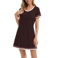 thumbnail image 6 of Jxximdong Nightgowns for Women Summer Casual Cozy Round Neck Loose Short Sleeved Multicolor Nightdress Coffee Loungewear XL, 6 of 7